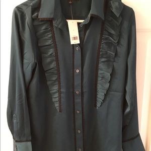 BANANA REPUBLIC GREEN/BLACK BLOUSE NWT